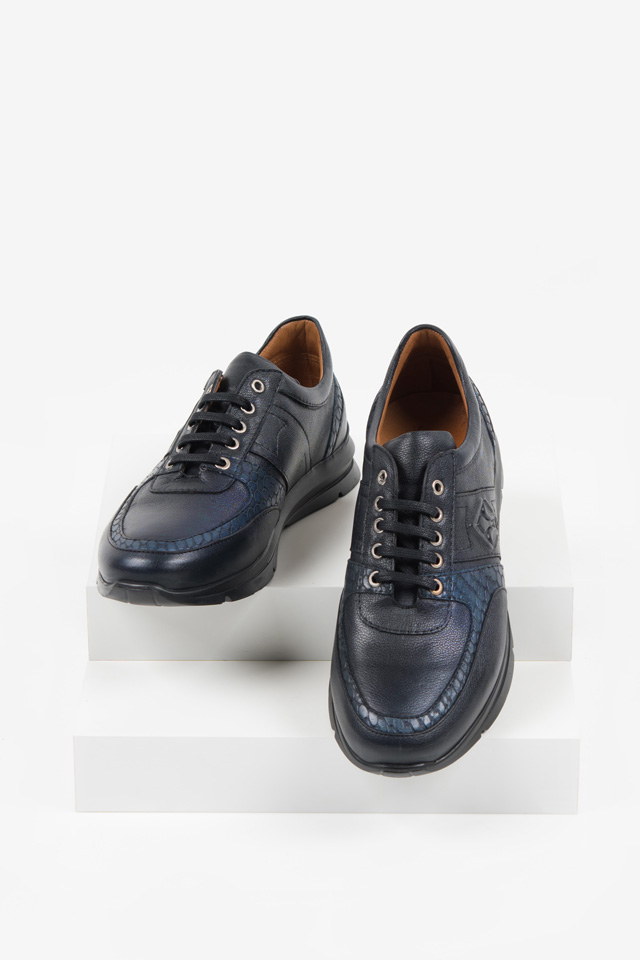 Кожени мъжки обувки в син цвят-0420117