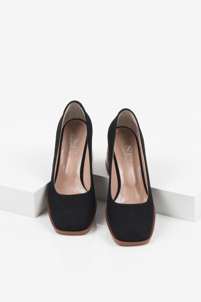 Велурени дамски обувки в черен цвят-160563