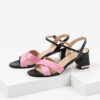 Кожени дамски сандали в черен и розов цвят-482802